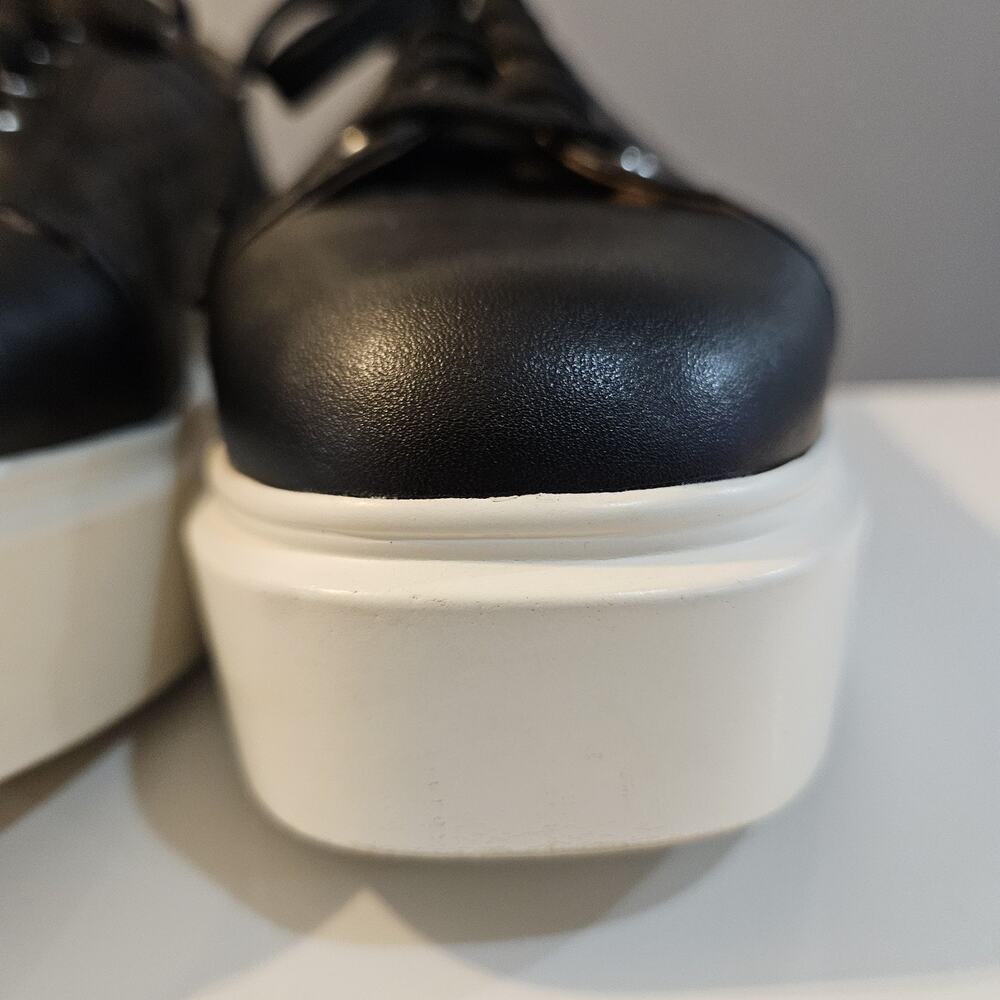 Linea Paolo Black Perforated Womens Lace-Up Platform Sneakers Size 9M - Picture 13 of 14